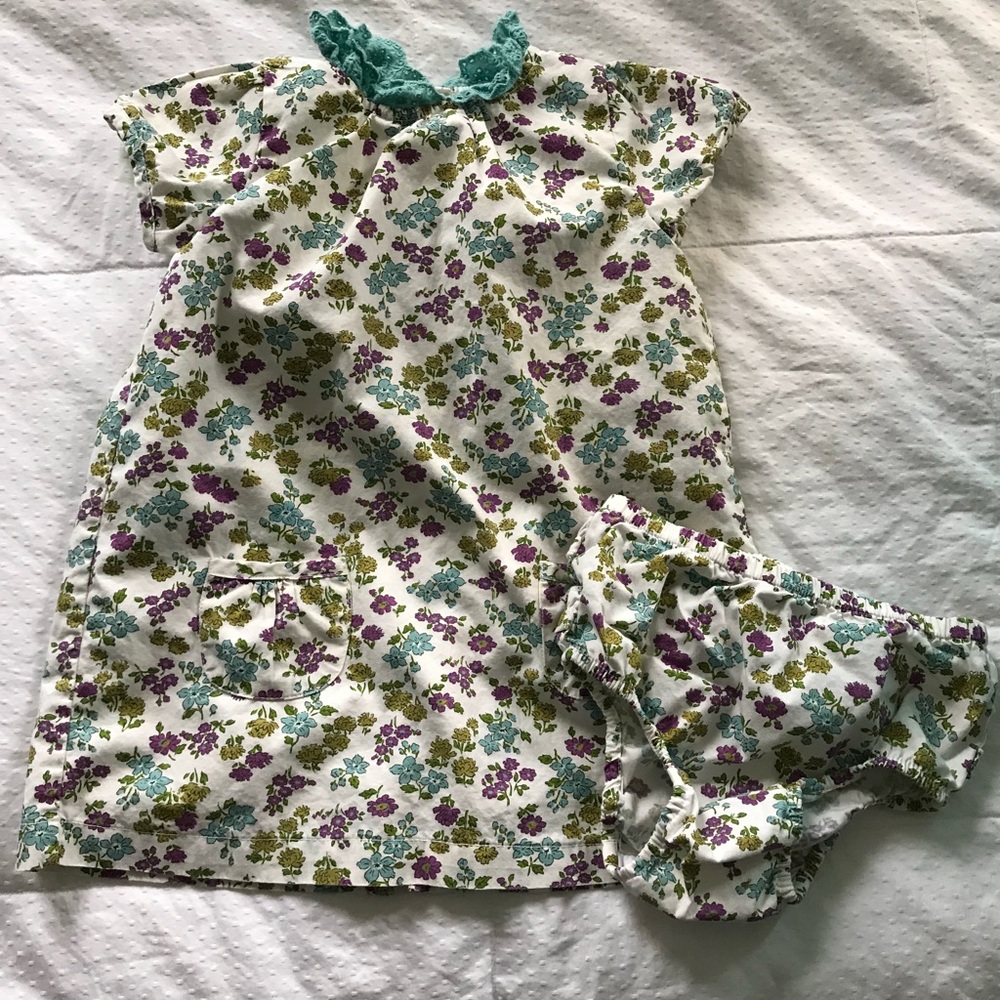 Baby Boden vintage floral dress and bloomer set